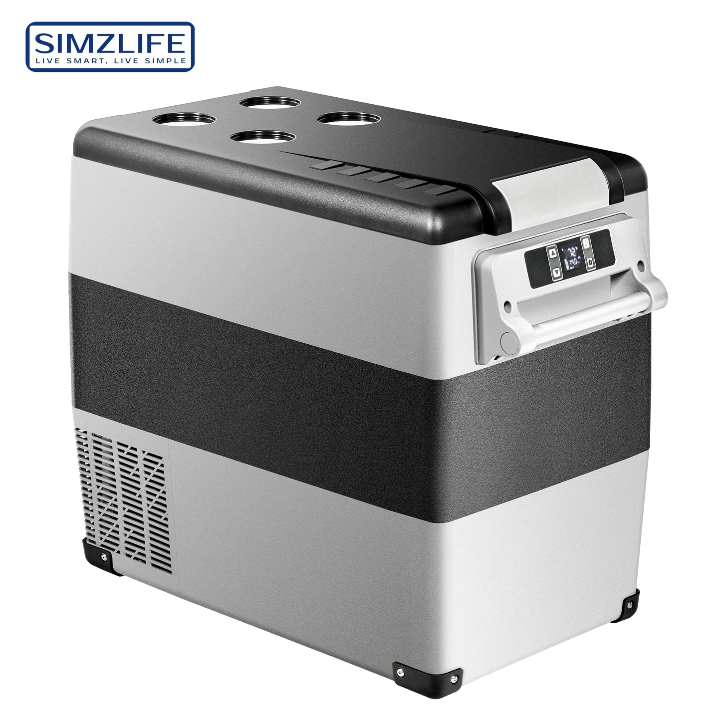 SIMZLIFE 55L Car Refrigerator 12/24V DC Fridge Freezer Dual Zone Portable Compressor Cooler for Camping Travel Truck