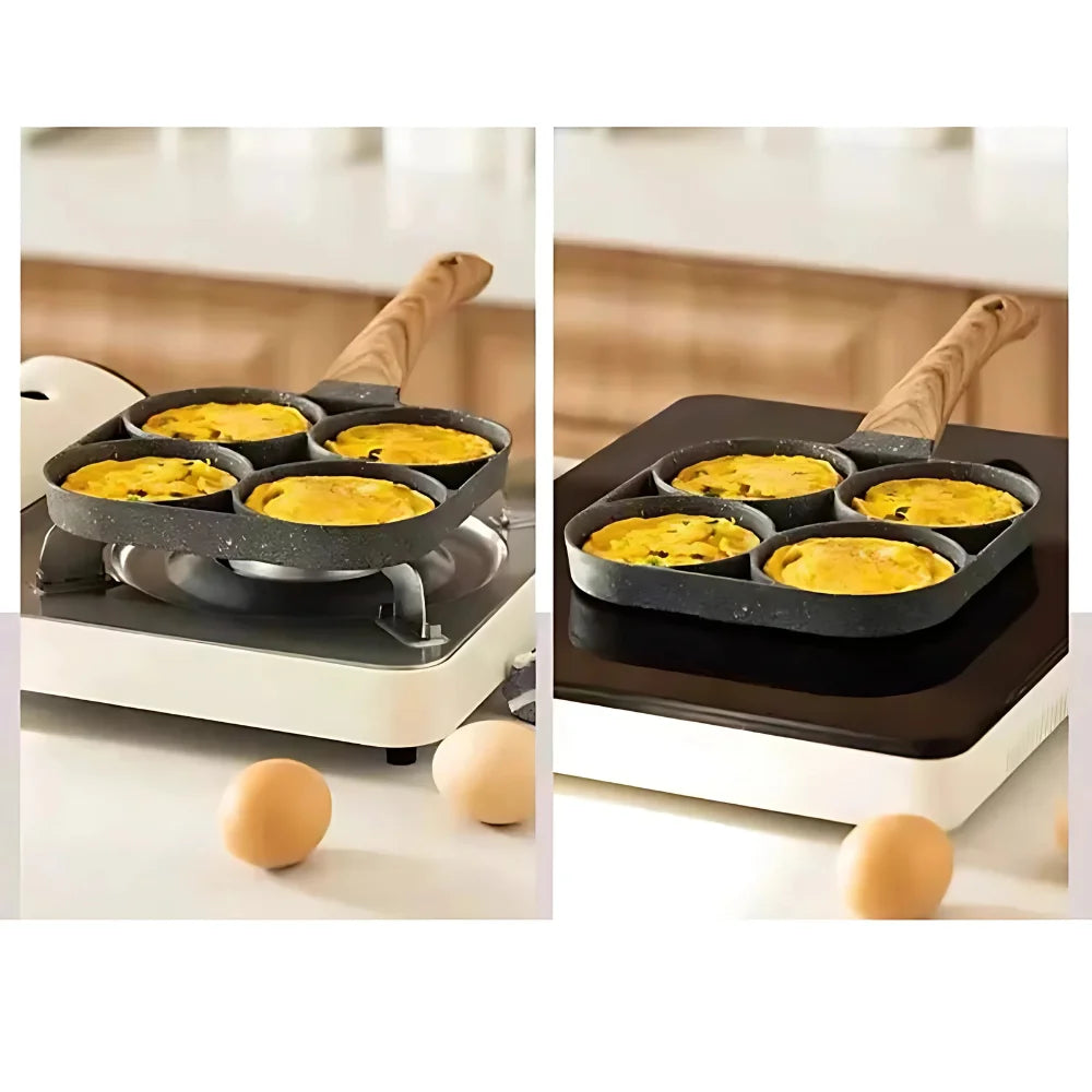 Frigideira Antiaderente Com 3 ou 4 Divisórias Fritar Ovo Bacon Carne Frango Lanche Multiuso
