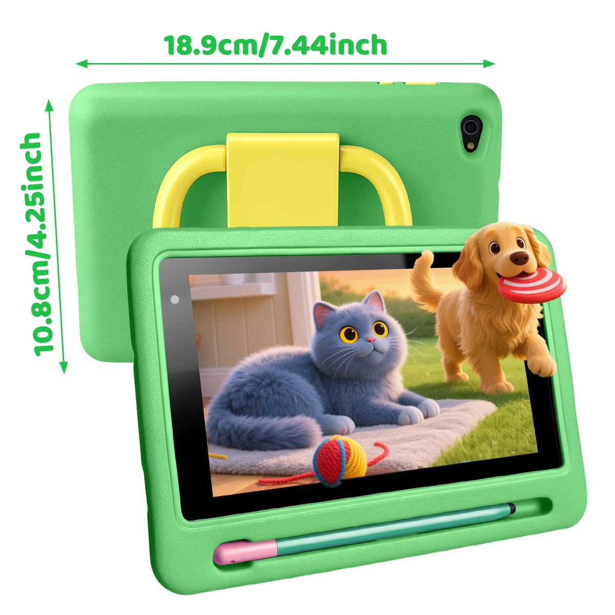 New K06 7" Kids Tablet PC Android16 24(3+21)GB Expanded RAM 128GB Storage Five‑Core Processor Shock‑Proof Protective Case Stylus Pen Learning Games Tablet For Boys Girls US Stock