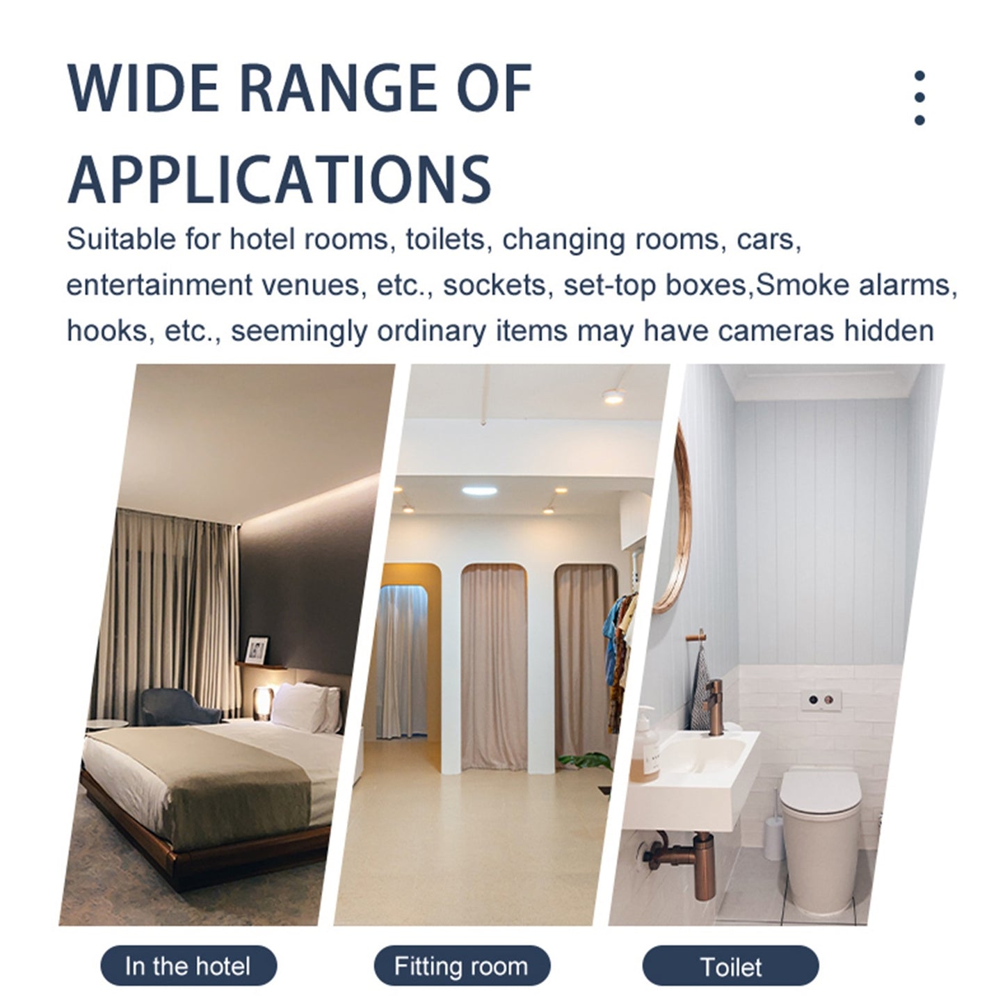 Infrared Detector Camera Portable Q68 Scanner Pir Sensor Light Alarm Smart Anti-peeping Safety Alert White