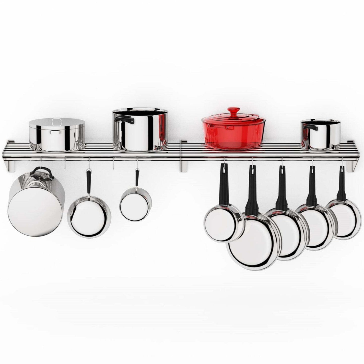 US GARVEE Stainless Steel Wall Mount Shelf with Hooks Commercial Storage Shelves