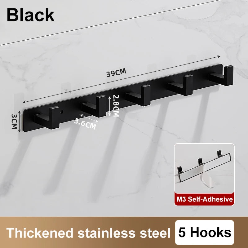 Stainless Steel Coat Rack Wall Mount - Multi-Functional Hanger with Clothes Hooks Bag And Hat Holder for Entryway Bathroom