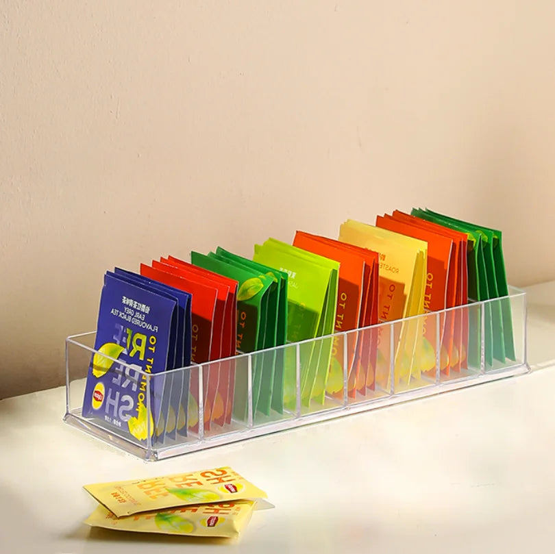 1Pc 8 Grids Transparent Storage Box For Flower Tea Display Box Classification Box Multi Functional Desktop Organizer Container