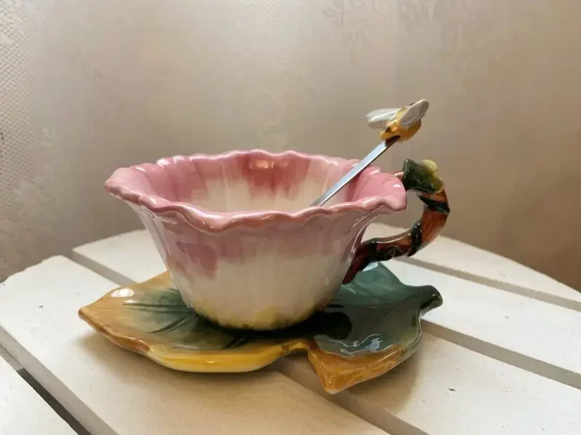 American Hand-painted Ceramic Dinner Set Rabbit Teapot Coffee Cup Plates for Enchanting Garden Afternoon TeaVintage Tableware