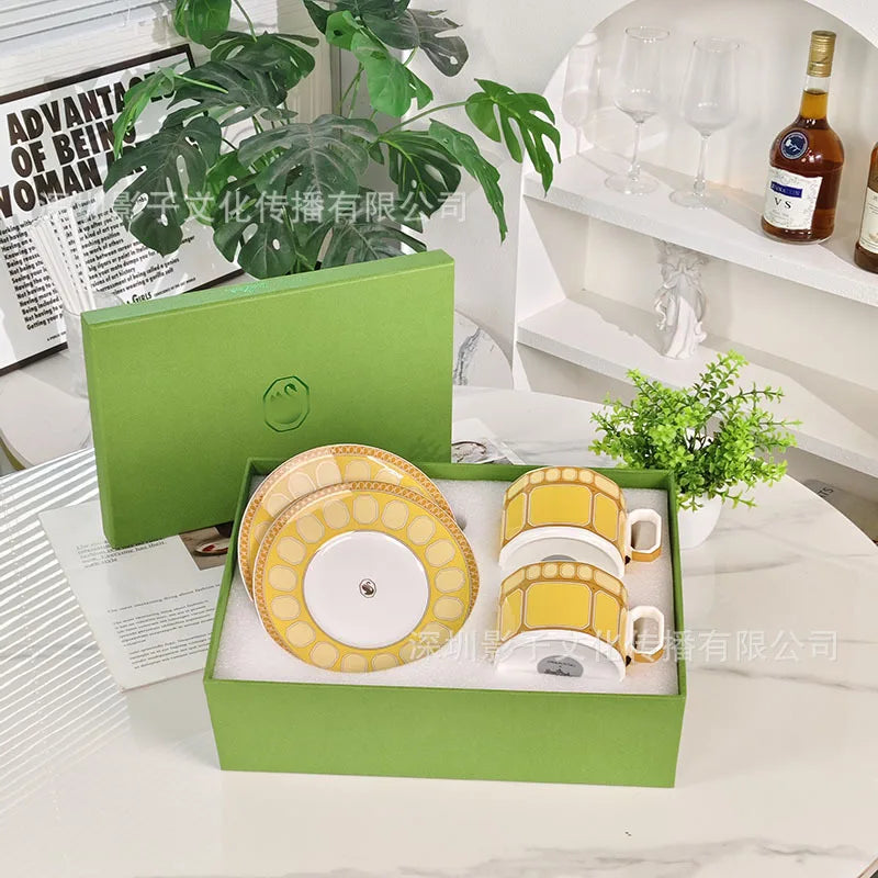 Swan Series European Modern Simple Luxury Style Bone Porcelain Coffee Cup Dish Afternoon Tea Cup Home Gift Double Cup