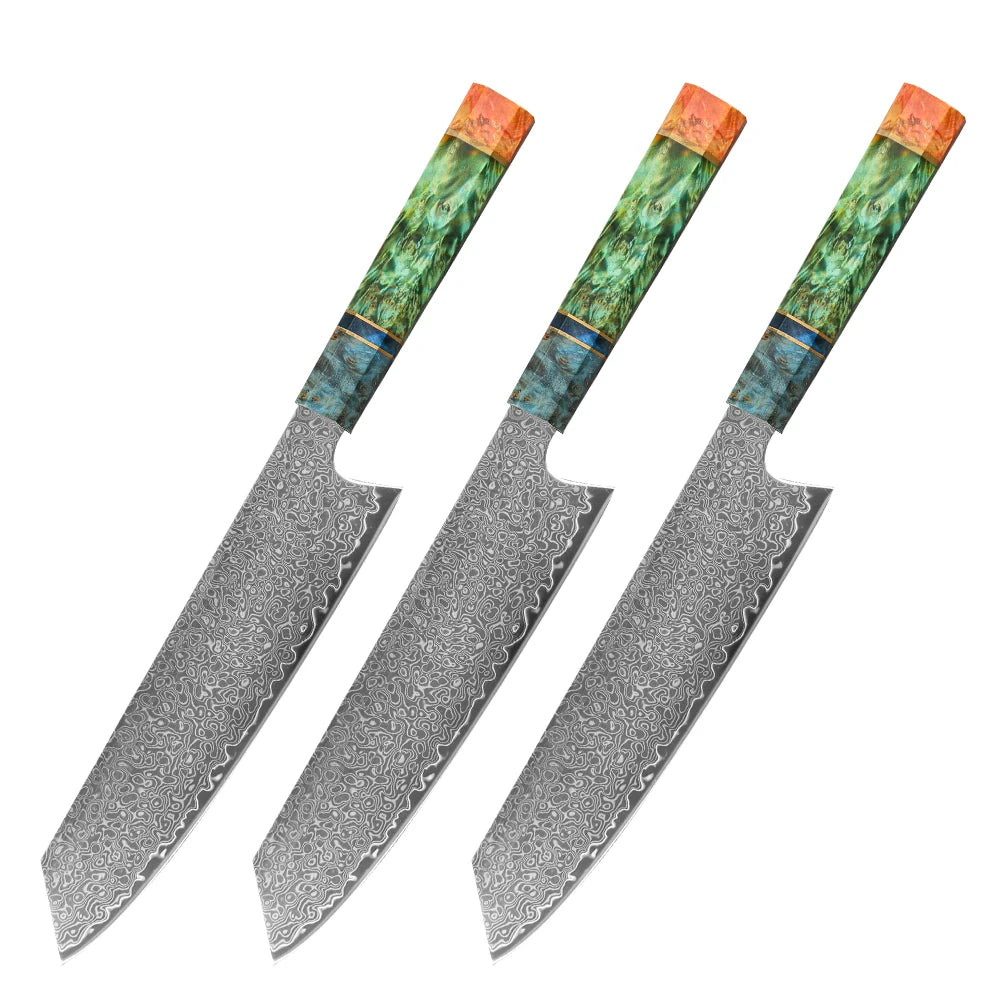8 Inch Chef Knife 67 Layers VG10 Damascus Steel Kitchen Knives Stabilized Colored Wood Handle Professional Japanese Kiritsuke Kn