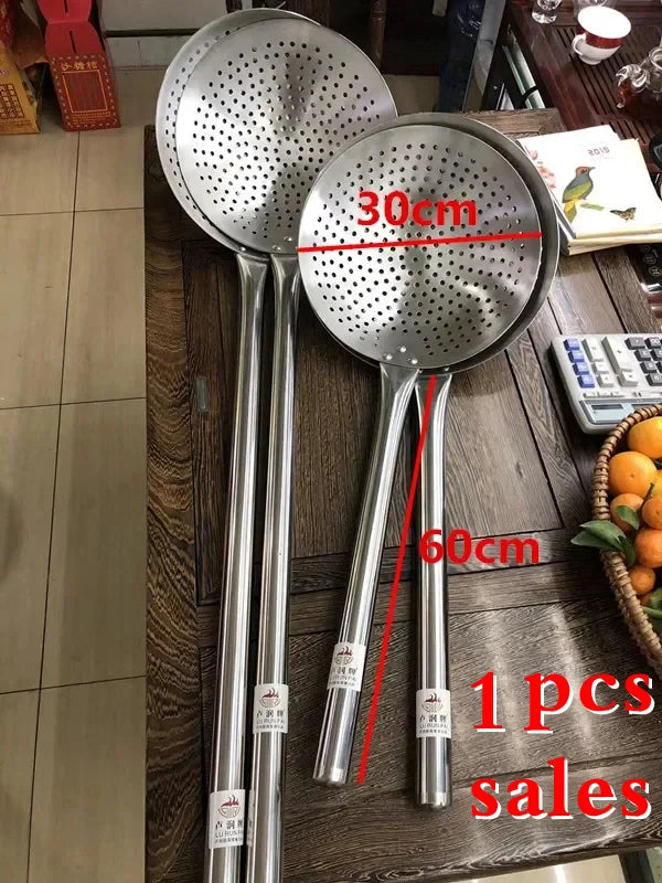 long handle colander spoon cooker fried kitchen Large Big Mesh Strainer Cookware Oil Strainer Flour Sifter Colander Cooking wok