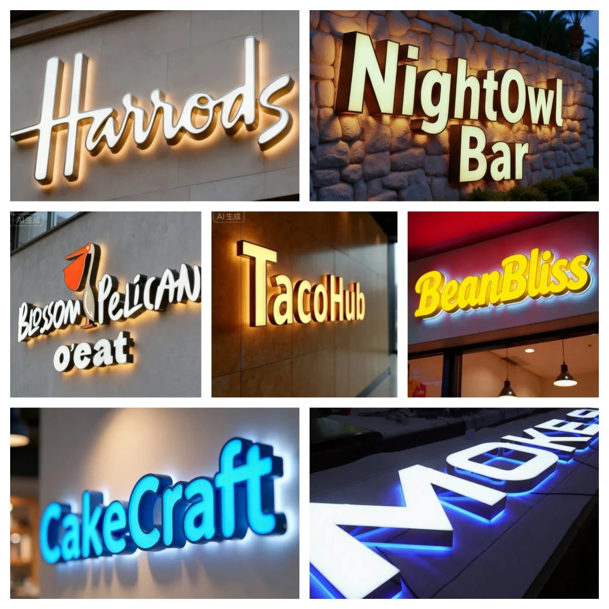 Custom Personalized LED Light Up Sign 3D Metal Letters For Outdoor Business Storefront Waterproof Illuminated Backlit Signage