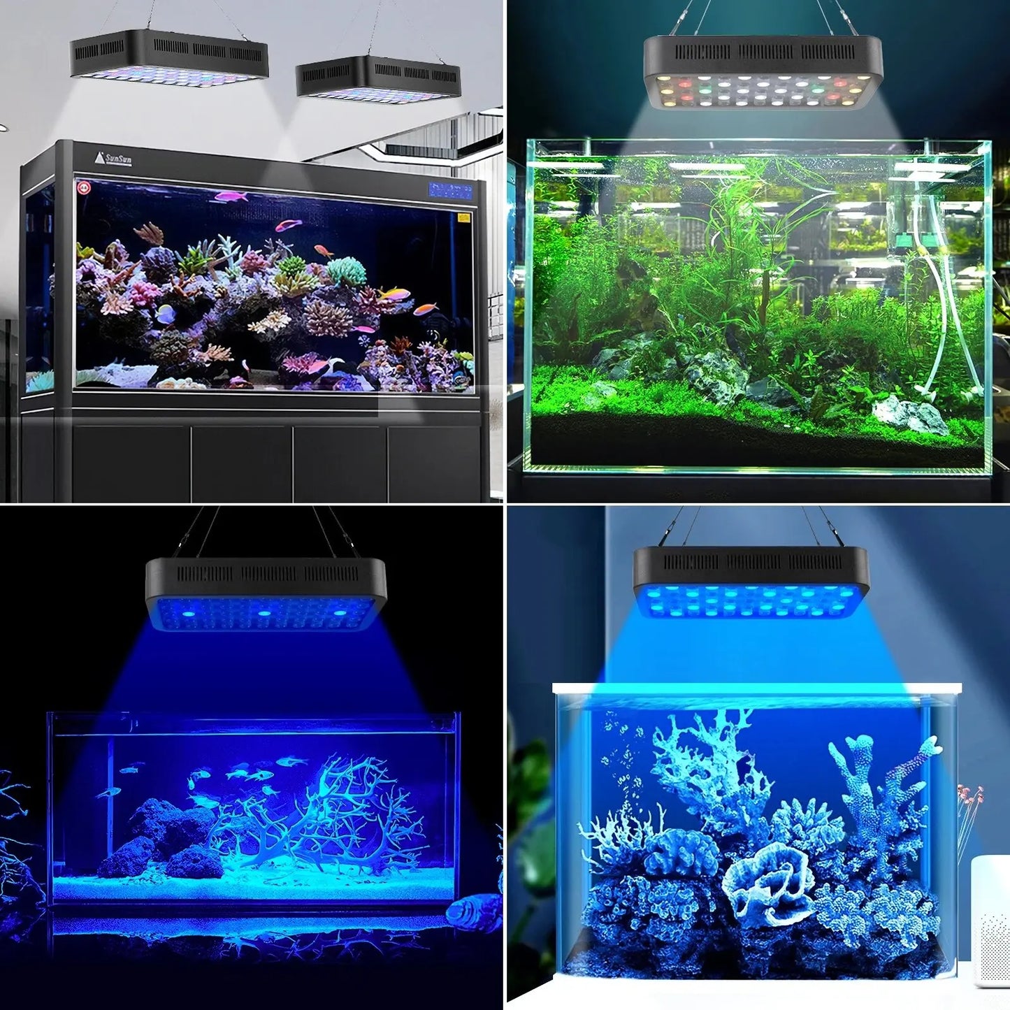 WiFi Control Dimmable 165W Led Aquarium Light with Three Channels Smart App Control for Fish Coral Reef Tank