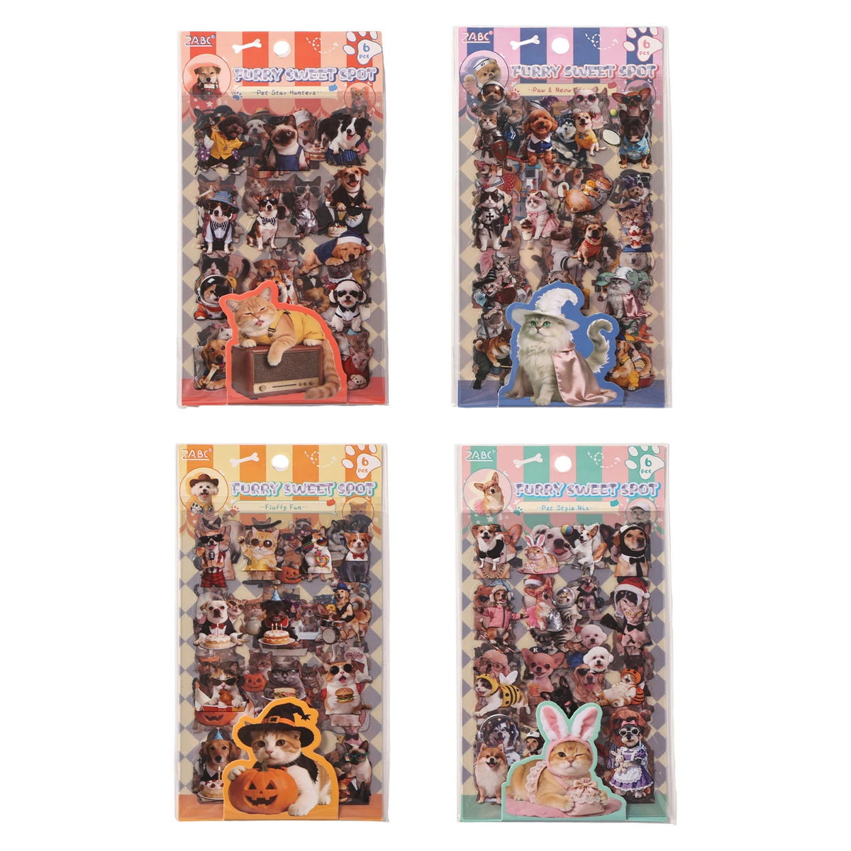 6 Pet Stickers of Puppies and Cats, High-Quality, Personalized, Creative Animal Expression Packs, Decorative Small Pattern Stickers for Journals, Suitable for Phones/Tablets
