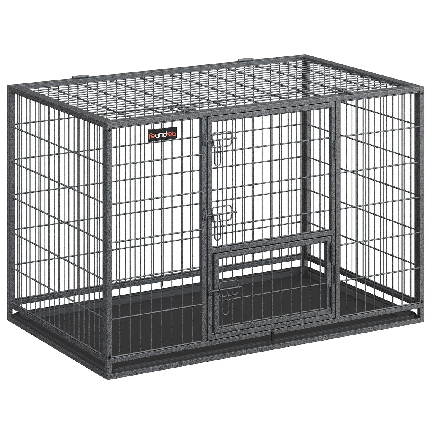 Feandrea Heavy-Duty Dog Crate, Dog Cage, 122 x 74.5 x 80.5 cm, for Medium and Large Dogs, Double Removable Door