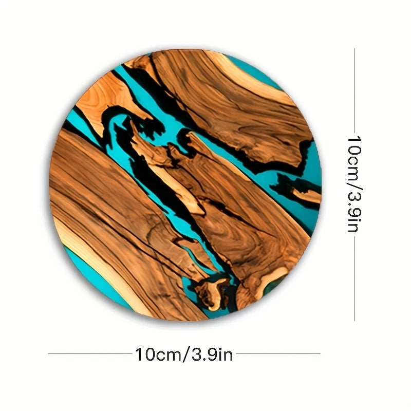 2D Wood Grain Table Protector with Blue and Green Padding for Coffee Shops Offices Coaster Restaurants Birthday Gifts