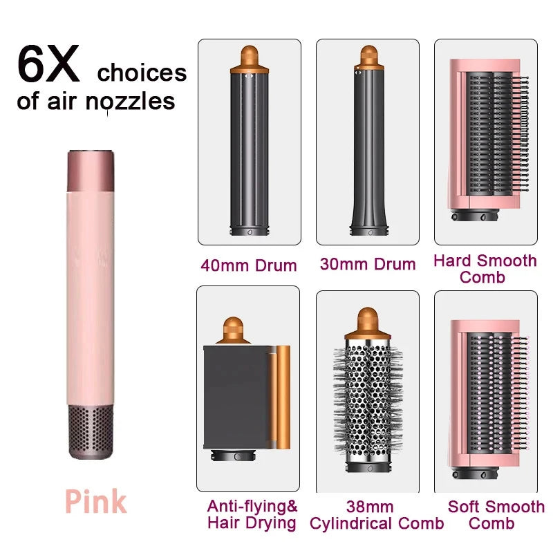 6 in1 Multi Hair Styler Curling Iron Hair Hot Air Brush Curling Barrel Brush HairDryer Salon Professional Curly Styler Tools