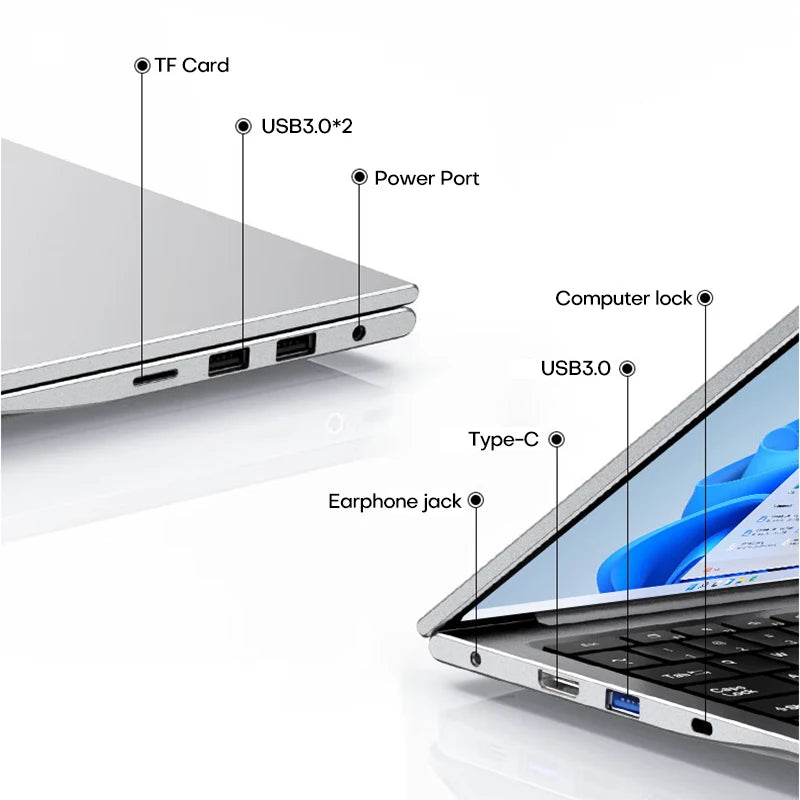 17.3" Computer Laptop intel Celeron N5095 16GB DDR4 1TB SSD Windows 11 Fingerprint Office Laptops Notebook Computer Portable PC