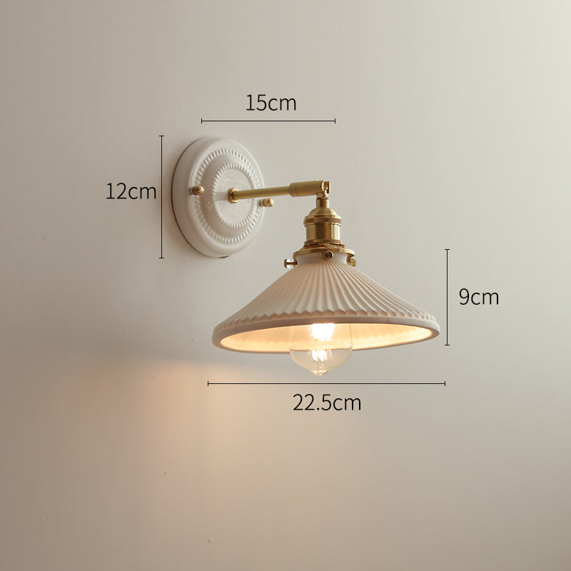 style: 10 Style - Ceramic Nordic Bedroom Bedside Full Copper Wall Lamp