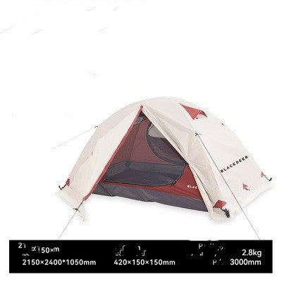 Color: Ivory white double four season - Outdoor Layer Storm-proof Wilderness Camping Hiking Travel Double Thickened Portable Four-season Hilly Tent