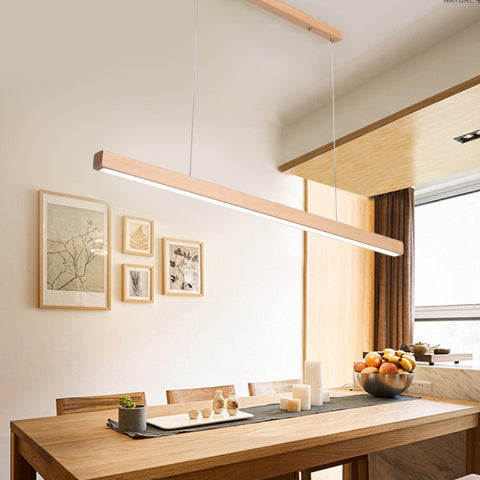 Light Source Power: Tricolor Light, Light Color: Log Color 150cm 29W - Log Style Restaurant Chandelier Solid Wood Wide Pressure 110V Strip