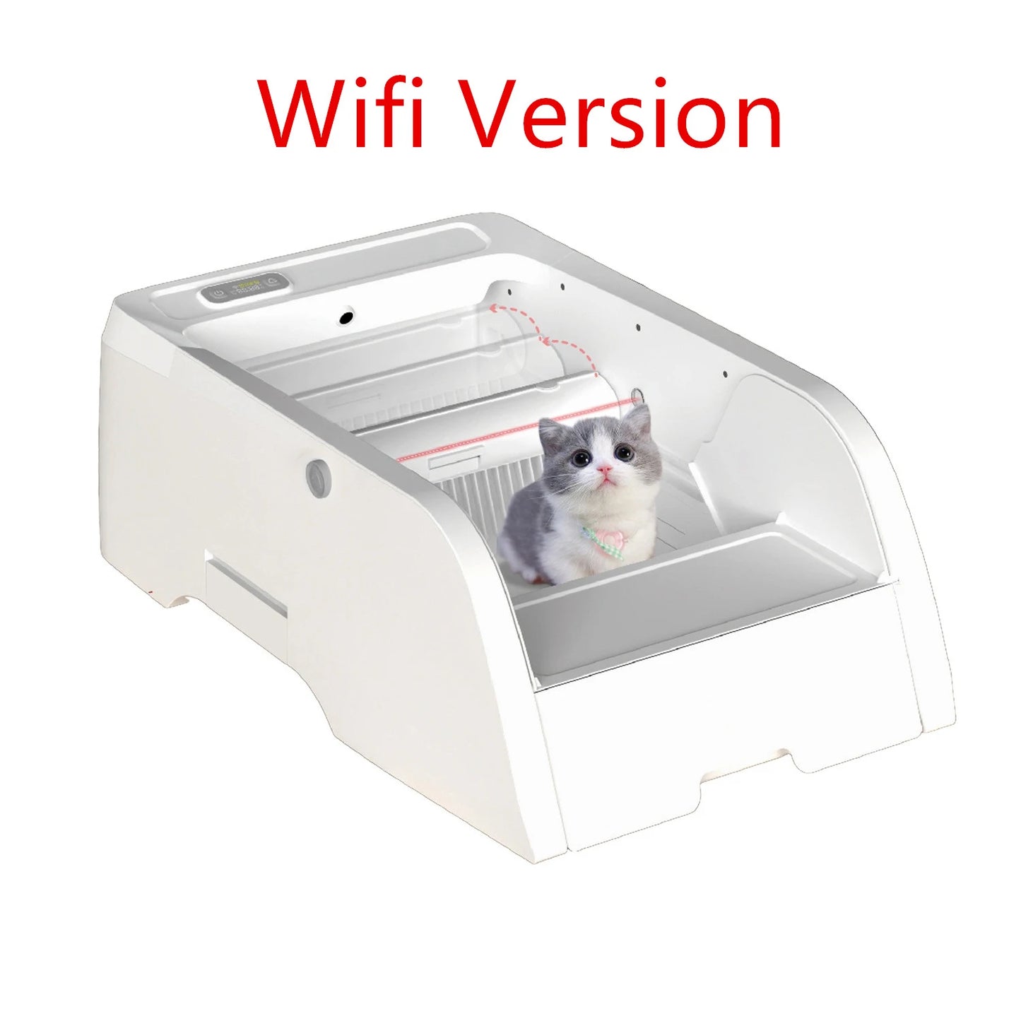 Automatic Smart WIFI Cat Litter Box App re Monitoring Self Clean Sandbox Open filled Infrared Multiple Cat Recognition