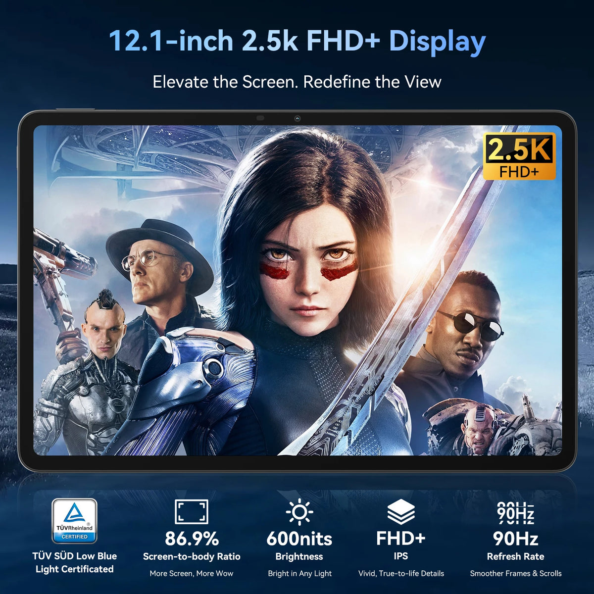 Blackview MEGA 3 Tablet PC With Wireless Keyboard/Mouse，12.1 inch 2.5K FHD+ Display, Android 15 Pad， MTK G100 Octa Core, 36GB 256GB ROM, 8800mAh