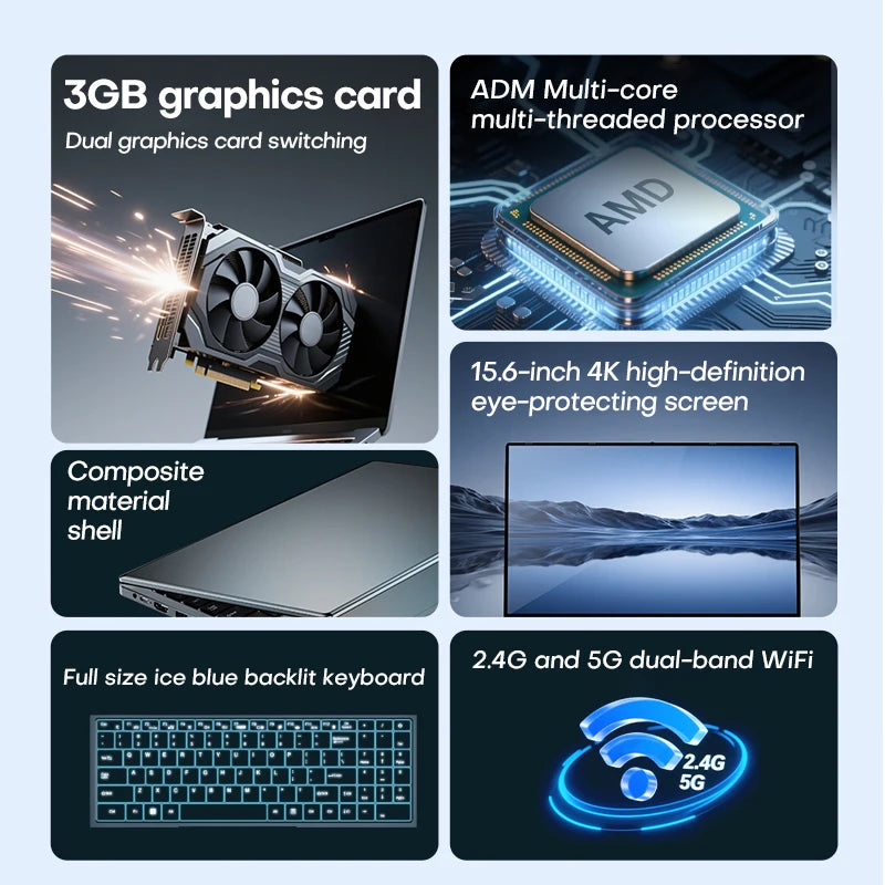 Xiaman 15.6" Gaming Laptop Computer AMD A4-7210 MX350 Discrete Graphics Notebook PC Fingerprint Unlock Laptops Windows 11 Pro