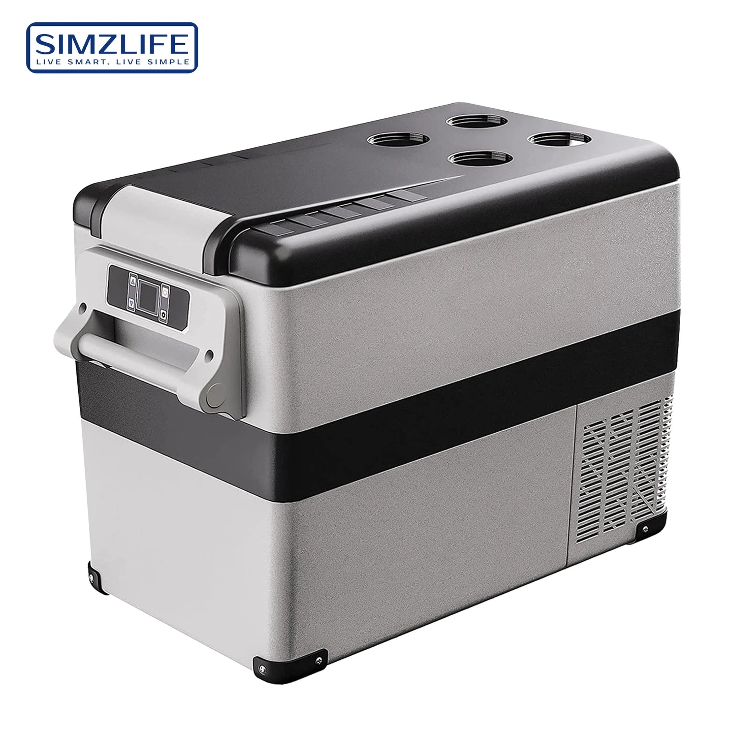 SIMZLIFE 55L Car Refrigerator 12/24V DC Fridge Freezer Dual Zone Portable Compressor Cooler for Camping Travel Truck