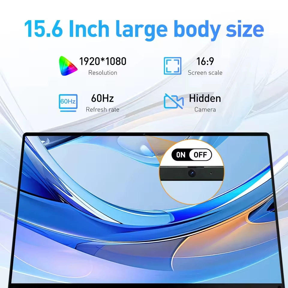 15.6 inch Laptop Computer Intel Celeron N5095 Notebook PC Gamer 16GB DDR4 1TB SSD Office Study PC Windows 11 Pro 1080P Laptops