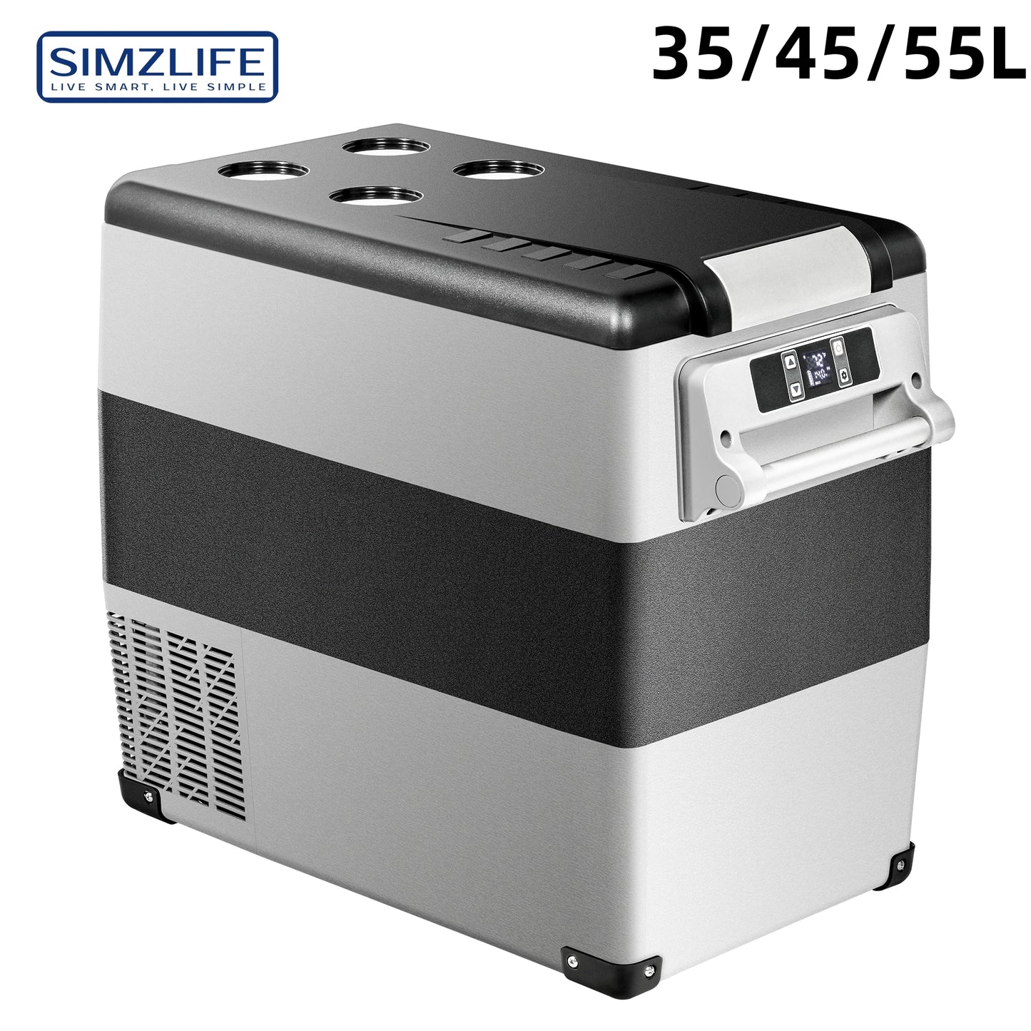 SIMZLIFE 55L Car Refrigerator 12/24V DC Fridge Freezer Dual Zone Portable Compressor Cooler for Camping Travel Truck