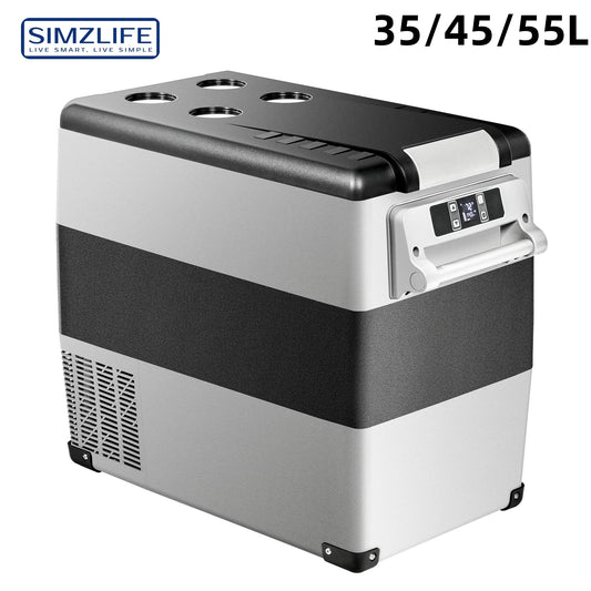 SIMZLIFE 55L Car Refrigerator 12/24V DC Fridge Freezer Dual Zone Portable Compressor Cooler for Camping Travel Truck