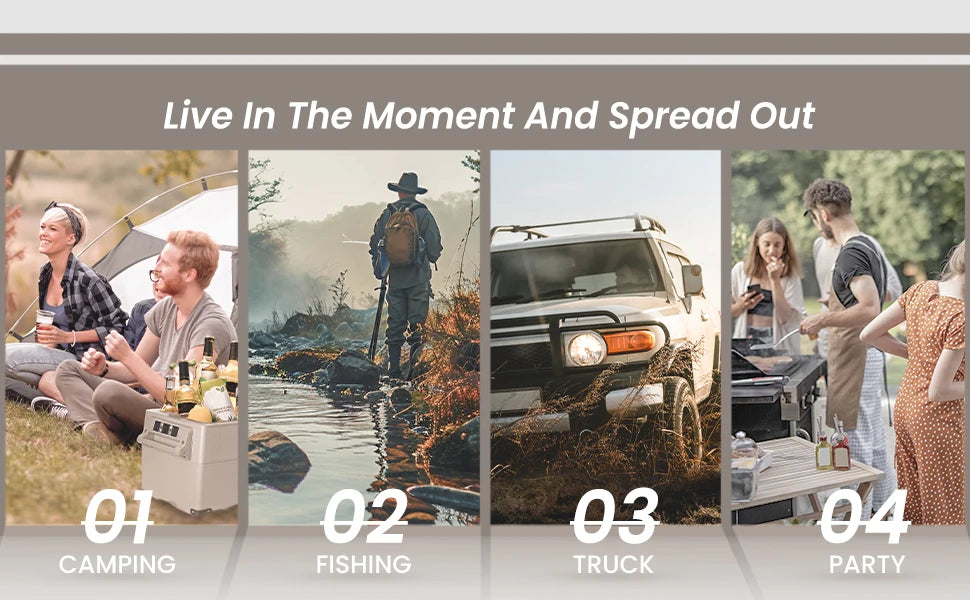 SIMZLIFE 55L Car Refrigerator 12/24V DC Fridge Freezer Dual Zone Portable Compressor Cooler for Camping Travel Truck