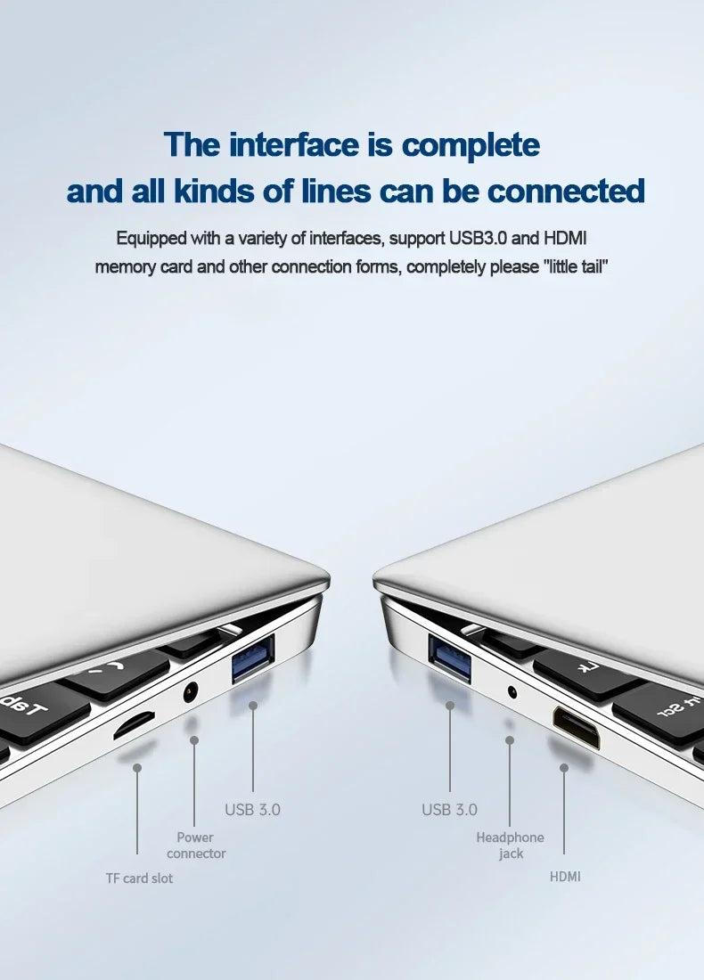 Ultra Slim Windows 11 Laptop Computer 14.1" 12GB DDR4 1TB 2TB SSD Intel N4000 Notebook Gamer 1920*1080 Office Study Computer PC