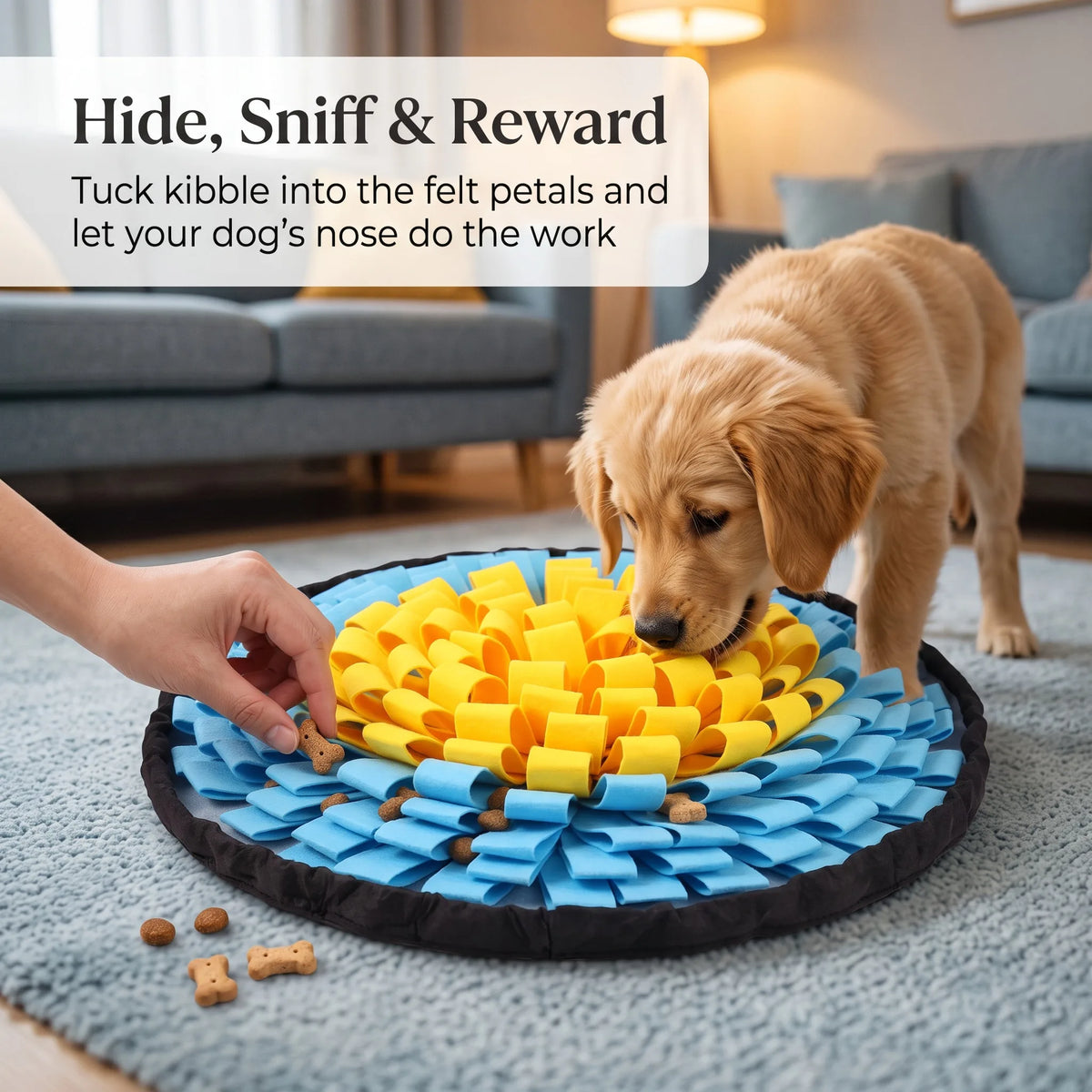 Pet Snuffle Mat for Dogs, Interactive Feed Game for Boredom, Encourages Natural Foraging Skills for Cats Dogs Bowl Travel Use