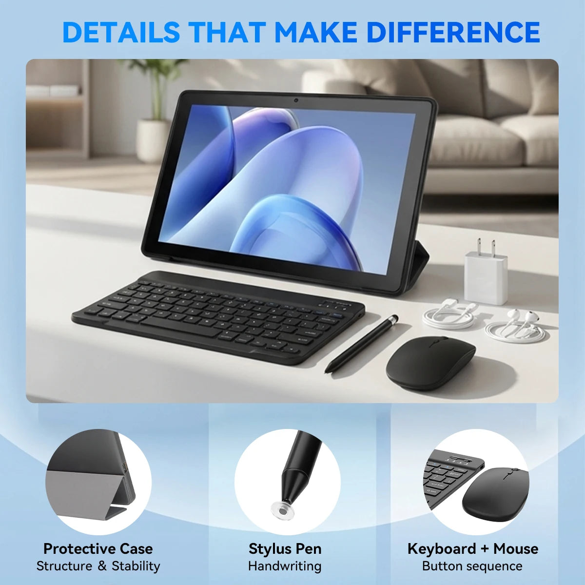 X6L 10.1 Inch Android 16 Tablet Octa‑Core 34GB(6GB Physical+28GB Virtual RAM) 128GB Storage 6000mAh Widevine L1 With Keyboard Case Stylus Mouse Earphone Full Bundle Learning Tablet