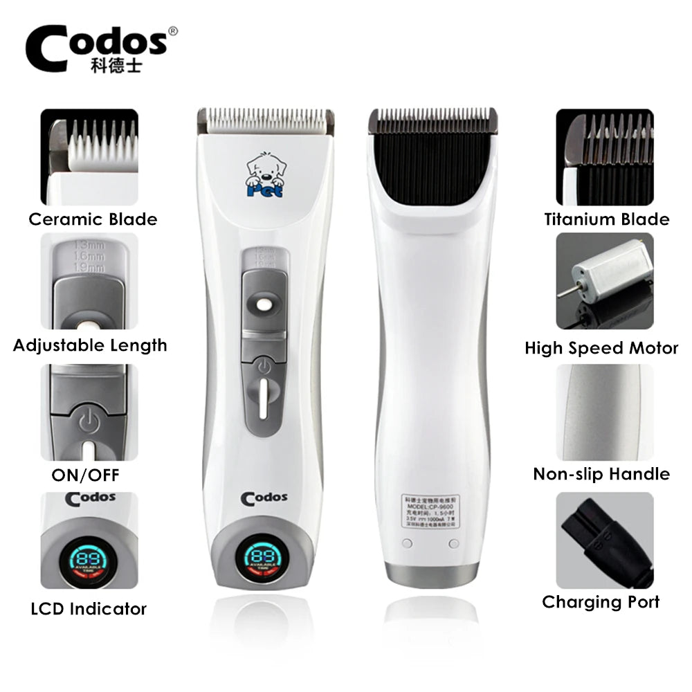 Codos CP-9600 Dog Clippers Professional Pet Clipper Cat Shaver Electrical Grooming Trimmer Animals Rechargeable Haircut Machine