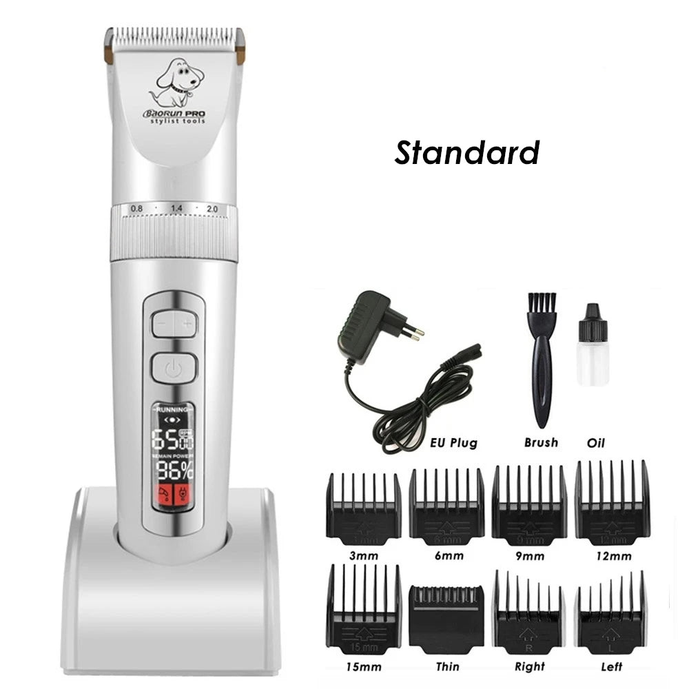 BaoRun P9 Dog Clipper Professional LCD Display Pet Cat Clippers Shaver Electrical Grooming Trimmer Rechargeable Haircut Machine