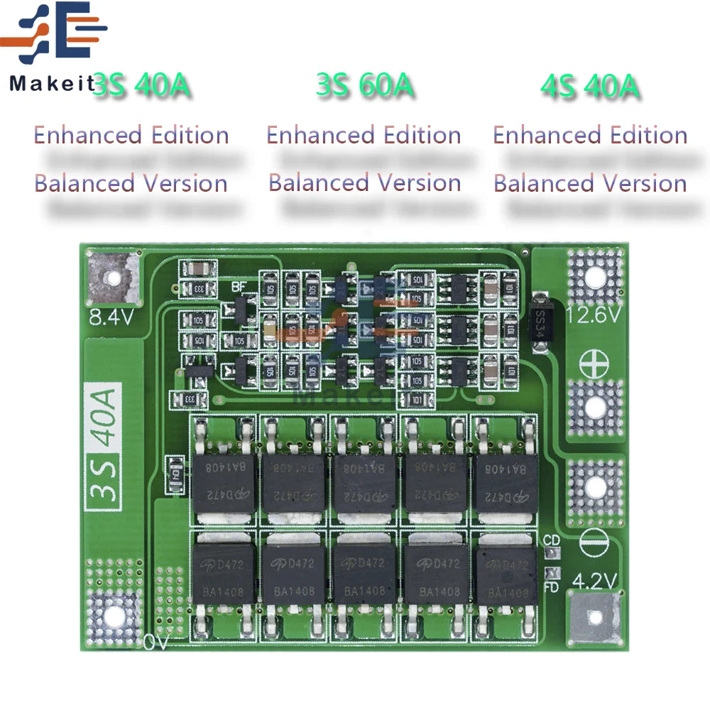 3S/4S Bms Balance Equalizer BMS 3S/4S 12V/24V Li-ion Lithium Battery 18650 Charger Pcb Bms Protection Board With Balancers