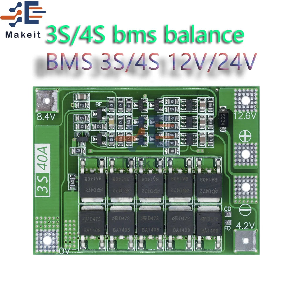 3S/4S Bms Balance Equalizer BMS 3S/4S 12V/24V Li-ion Lithium Battery 18650 Charger Pcb Bms Protection Board With Balancers