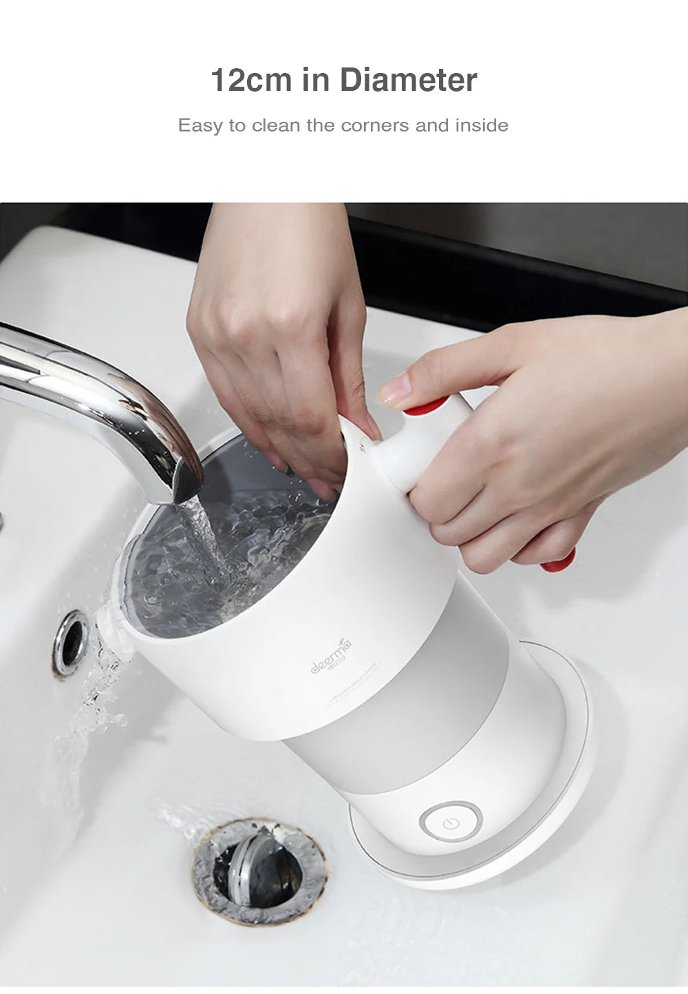 Deerma Folding Portable Electric Water Kettle 0.6L Handheld Electric Water Flask Pot Auto Power-Off Protection Kettle