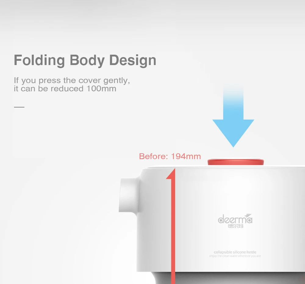 Deerma Folding Portable Electric Water Kettle 0.6L Handheld Electric Water Flask Pot Auto Power-Off Protection Kettle