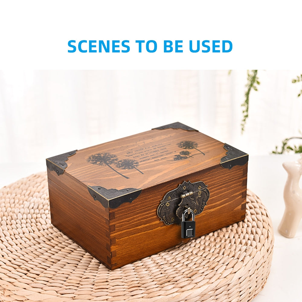 L34 Fingerprint Lock Smart Padlock Thumbprint Door Padlocks Portable Anti-Theft Fingerprint Lock for Bag Drawer Suitcase black