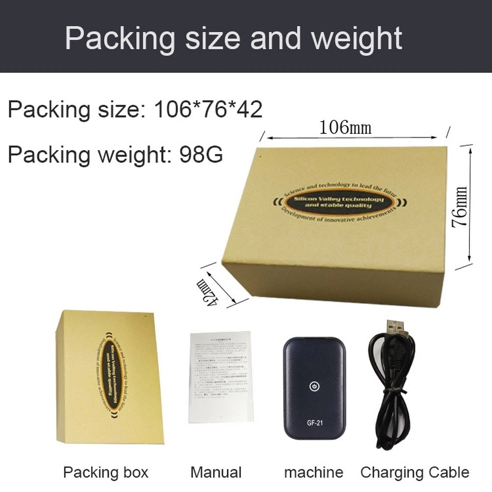 Locator Real-time Driving Tracker Anti-lost GF21 Mini Device Voice Control Recording WIFI GPS black