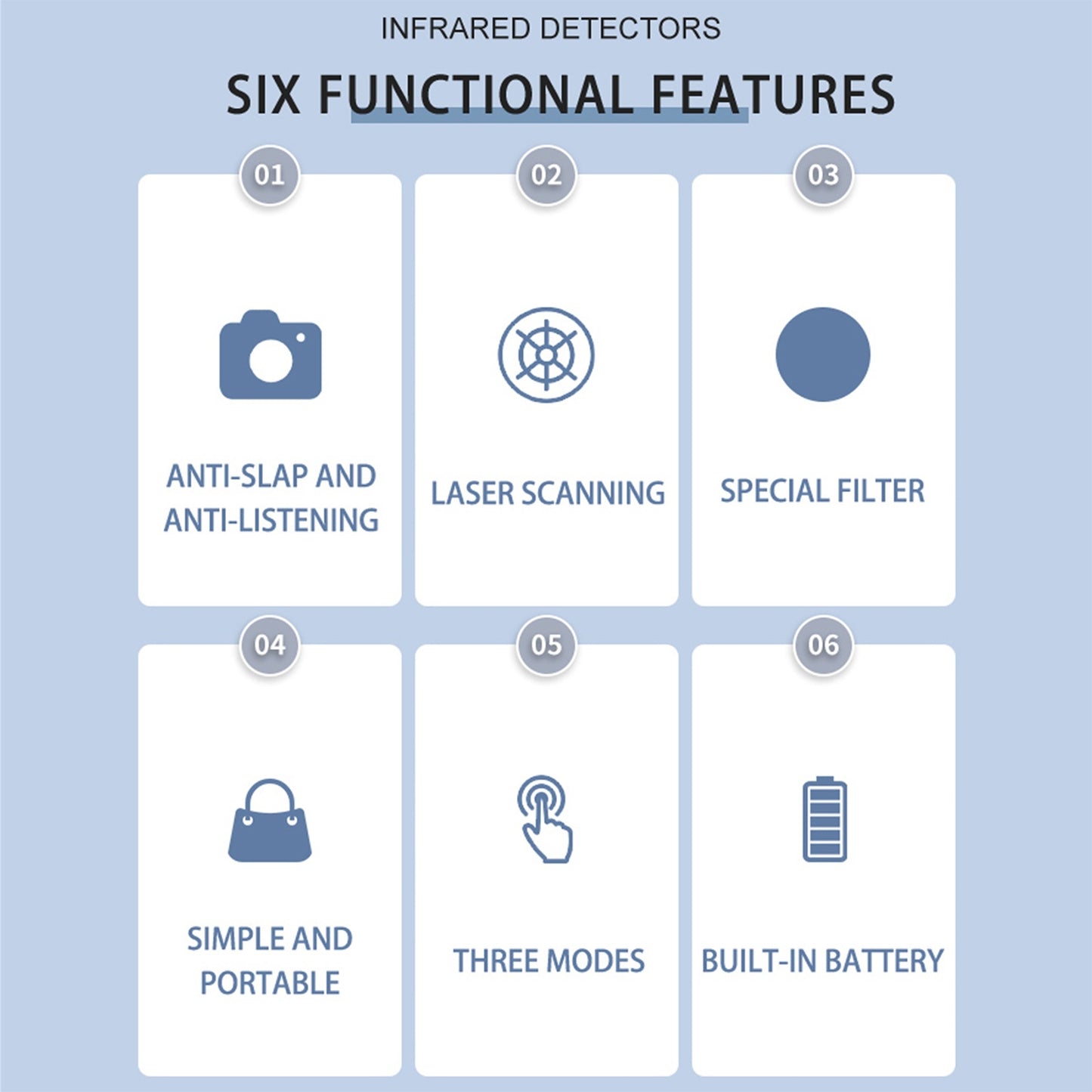 Infrared Detector Camera Portable Q68 Scanner Pir Sensor Light Alarm Smart Anti-peeping Safety Alert White