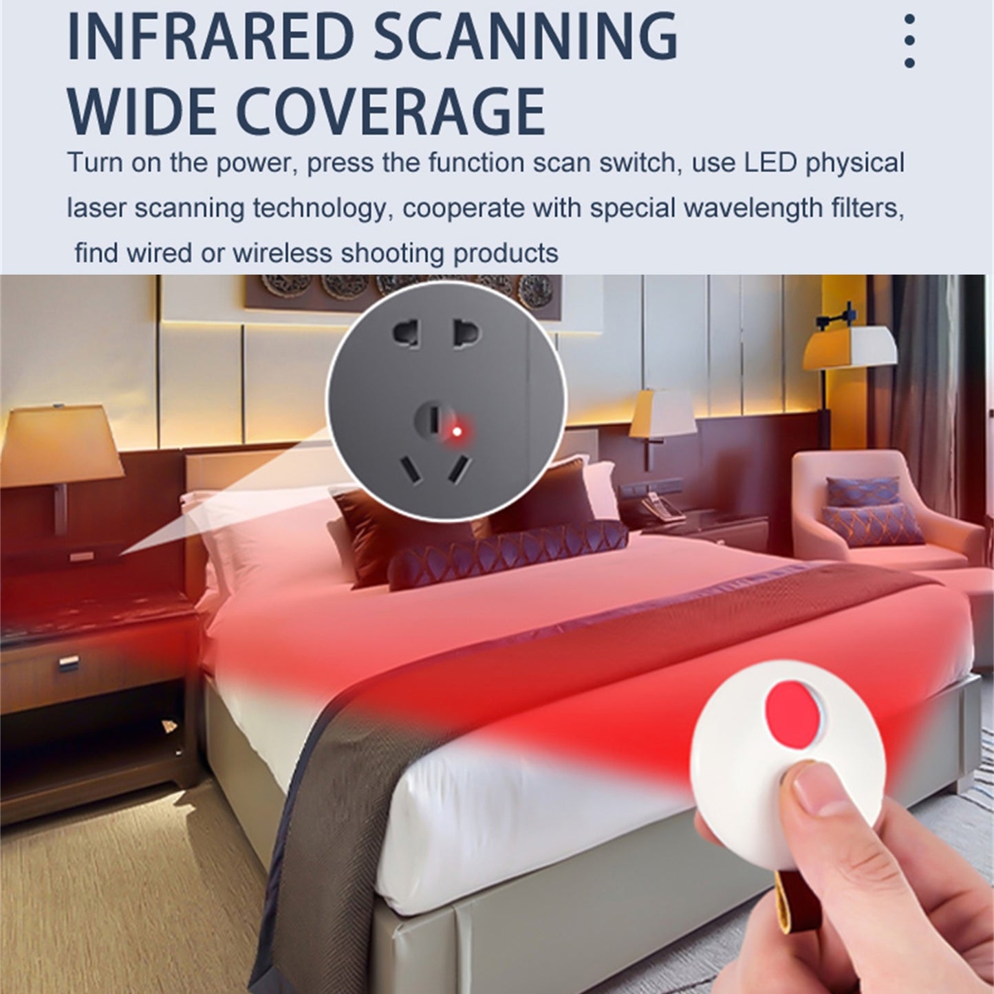 Infrared Detector Camera Portable Q68 Scanner Pir Sensor Light Alarm Smart Anti-peeping Safety Alert White