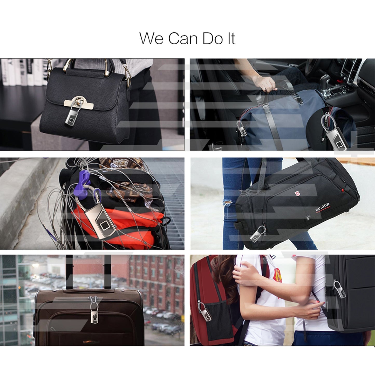 L1 Smart Biometric Fingerprint Lock Usb Rechargeable Anti-theft Security Padlock Waterproof Silver Grey