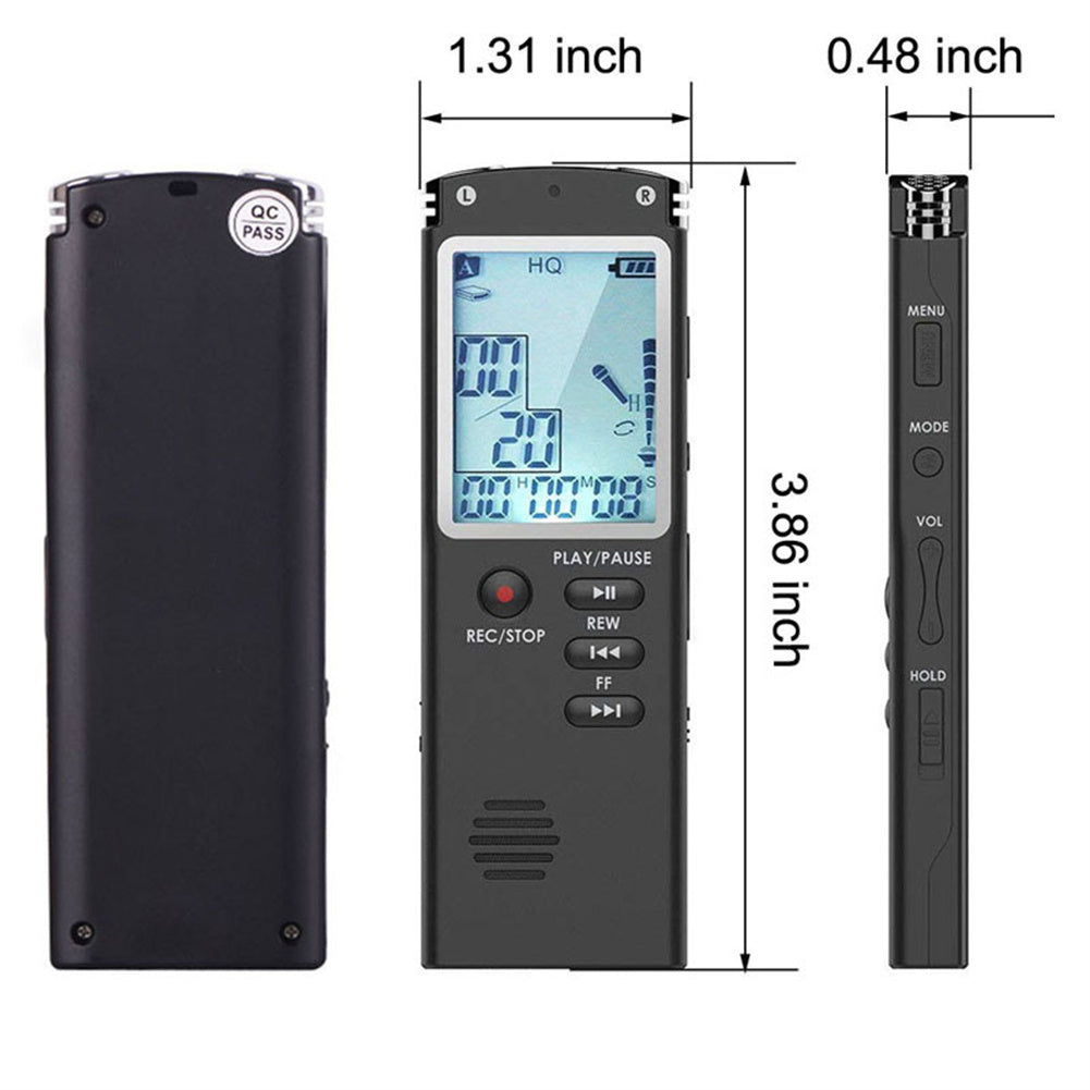 Digital Audio Voice Recorder Usb Professional 96-hour Recording Real Time Display with Wav Mp3 Player 32gb