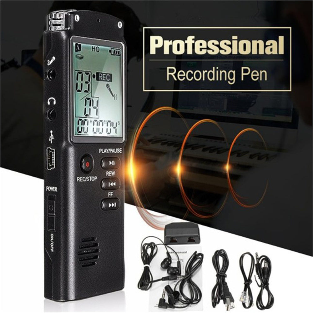 Digital Audio Voice Recorder Usb Professional 96-hour Recording Real Time Display with Wav Mp3 Player 32gb