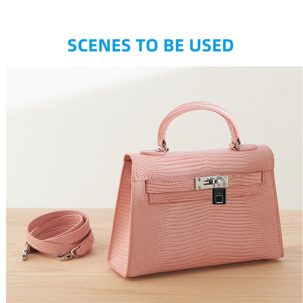 Fingerprint Padlock Biometric Metal Keyless Thumbprint Lock USB Rechargeable for Luggage Bookcase Suitcase Black