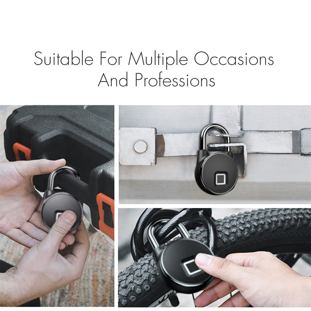 P22+ Fingerprint Padlock Biometric Metal Keyless Thumbprint Lock with USB Charging for Gym Locker School Locker Black