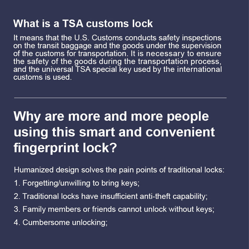 Tsa P16 Fingerprint Padlock Biometric Metal Keyless Thumbprint Lock with USB Charging Black
