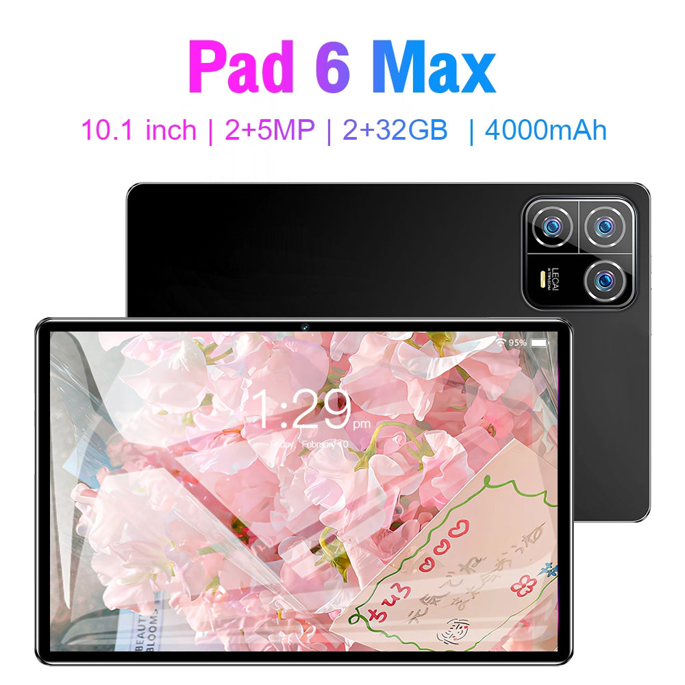 10.1 inch Pad6Max Tablet MTK6735 Quad-core 2GB RAM 32GB ROM Dual SIM 4000mAh Battery WiFi Tablet Blue US Plug
