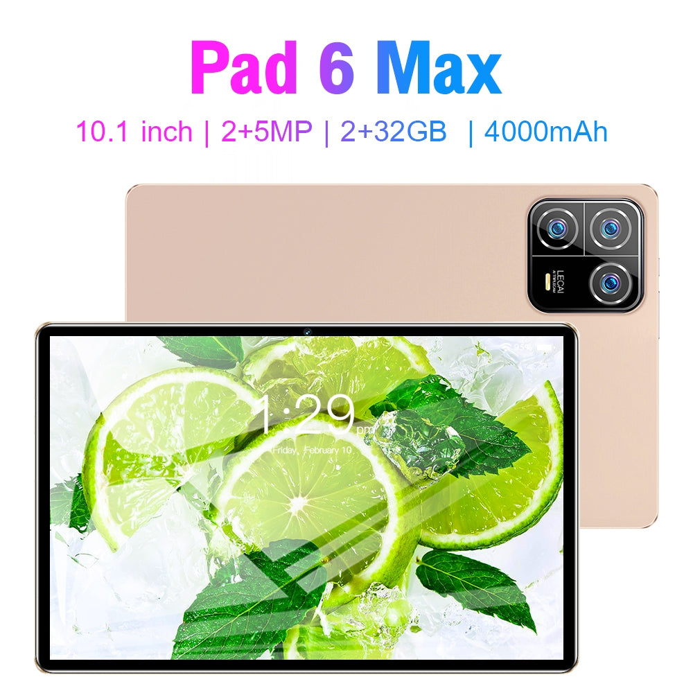 10.1 inch Pad6Max Tablet MTK6735 Quad-core 2GB RAM 32GB ROM Dual SIM 4000mAh Battery WiFi Tablet Blue US Plug